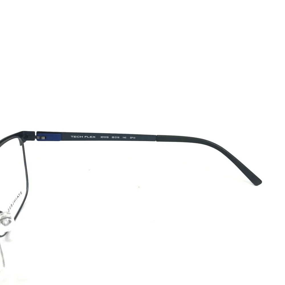 Tech Flex Eyeglasses Frames 30151S SP18 Navy Blue Square Full Rim 55-16-145